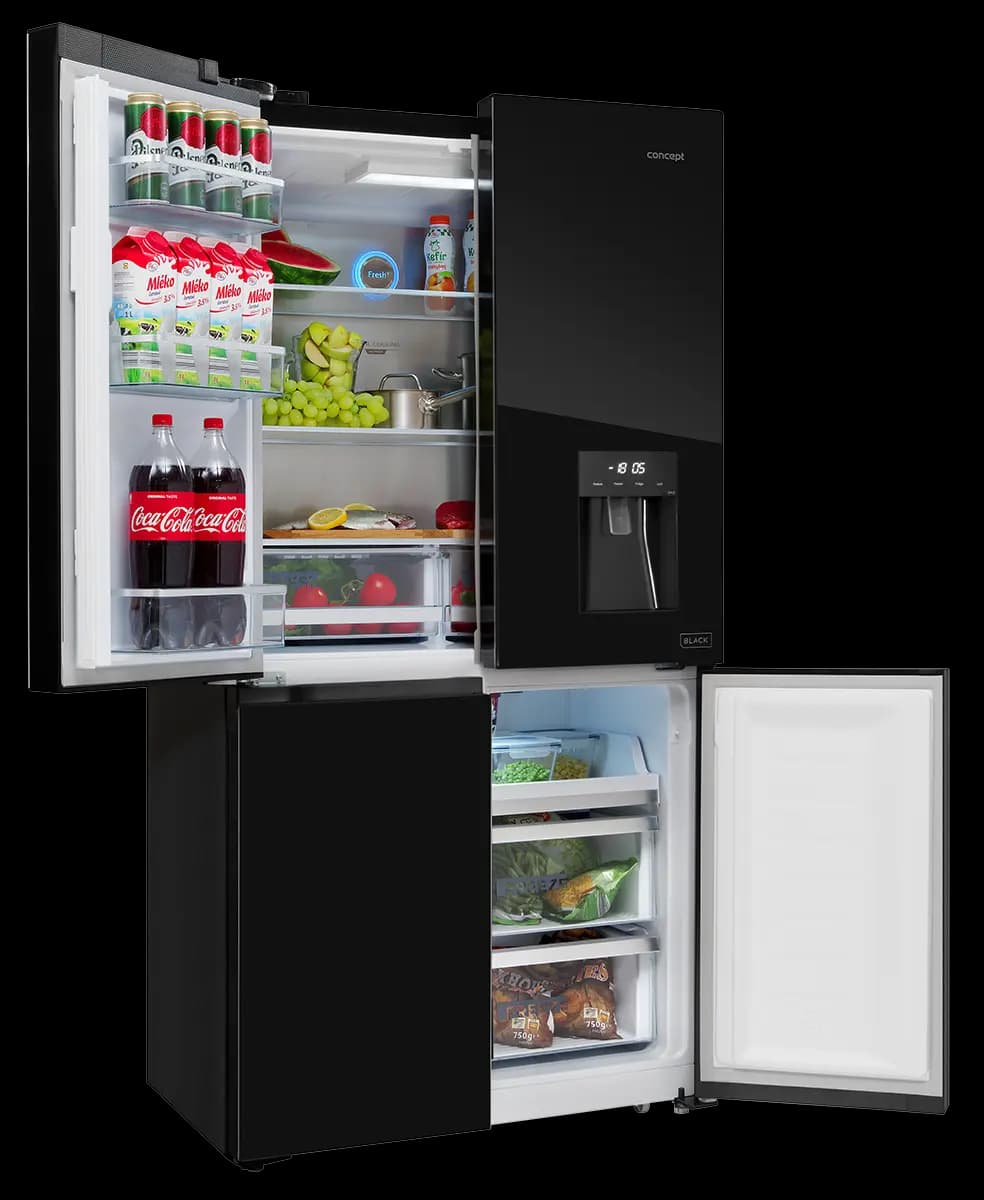 Concept Americká lednice s dávkovačem vody LA8891bc BLACK - náhled 4