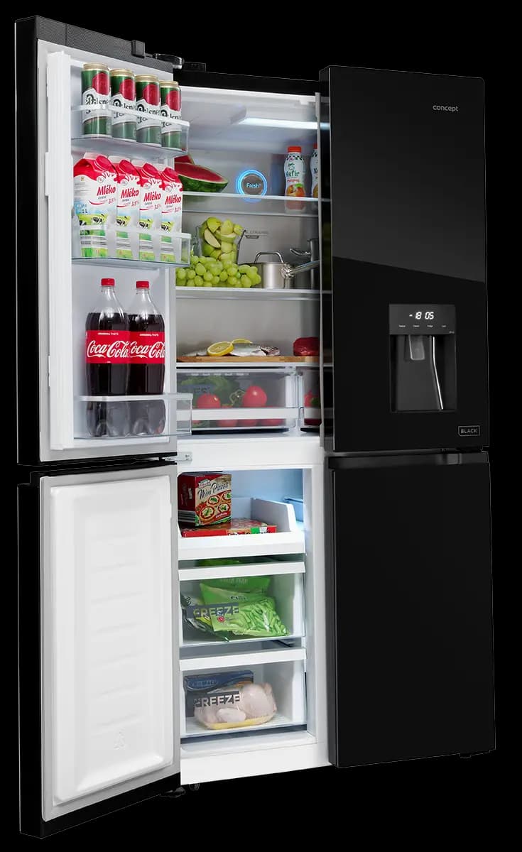 Concept Americká lednice s dávkovačem vody LA8891bc BLACK - náhled 5