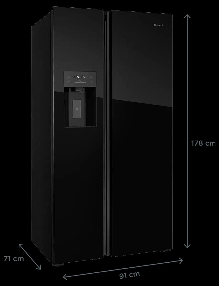 Concept Americká lednice s výrobníkem ledu LA7691bc BLACK - náhled 3