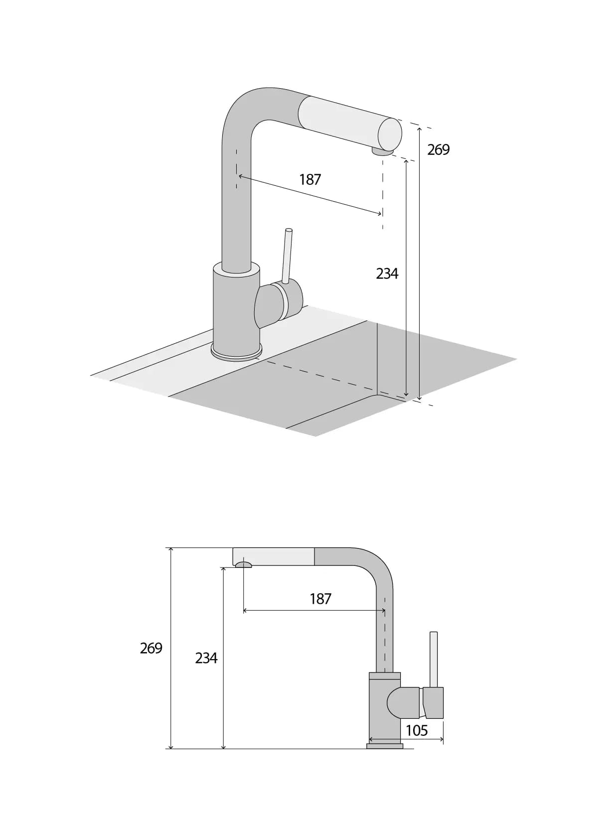 Concept Dřezová baterie se sprchou BDG4527dg TMAVĚ ŠEDÁ - náhled 2