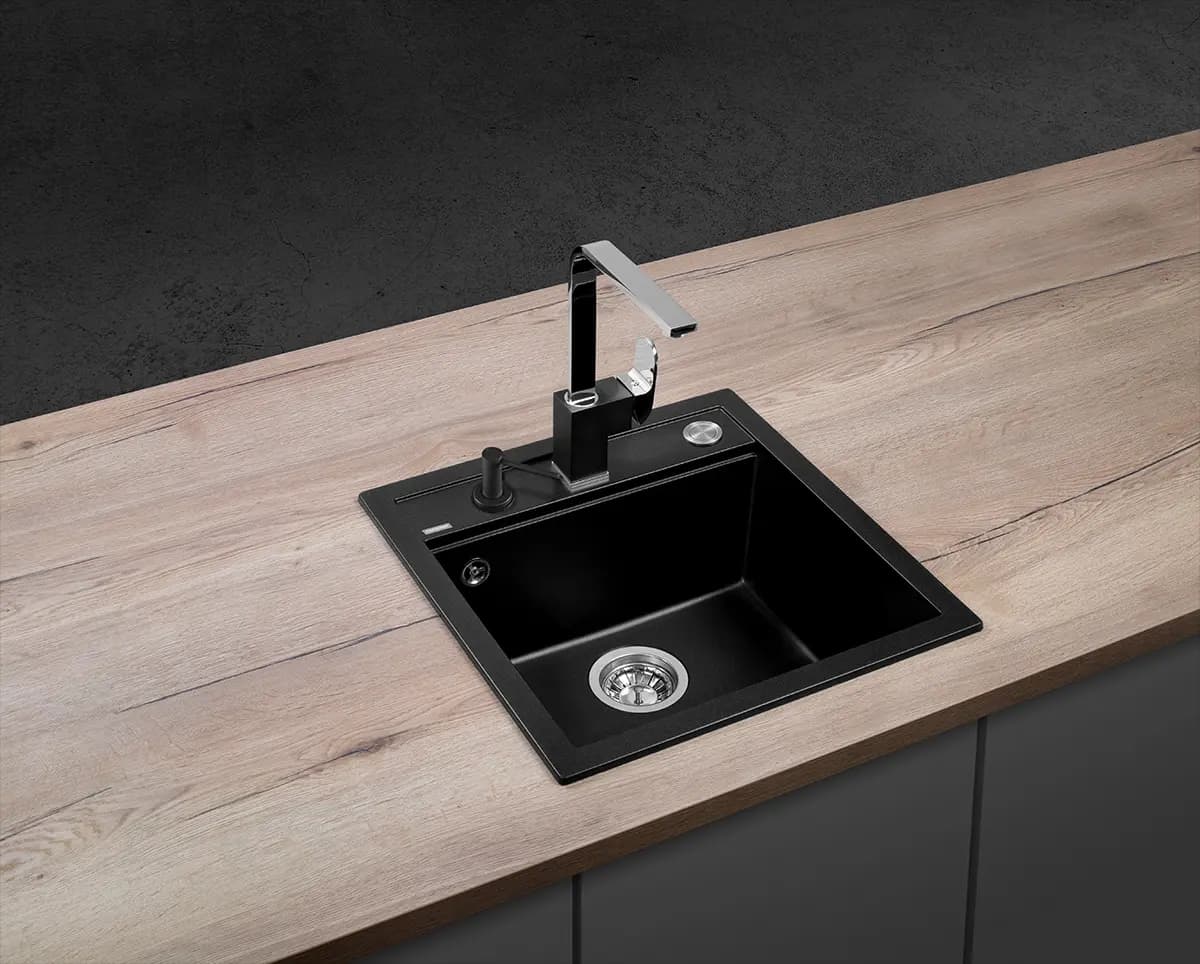 Concept Granitový dřez bez odkapu DG00C50bc Cubis ČERNÝ - náhled 4