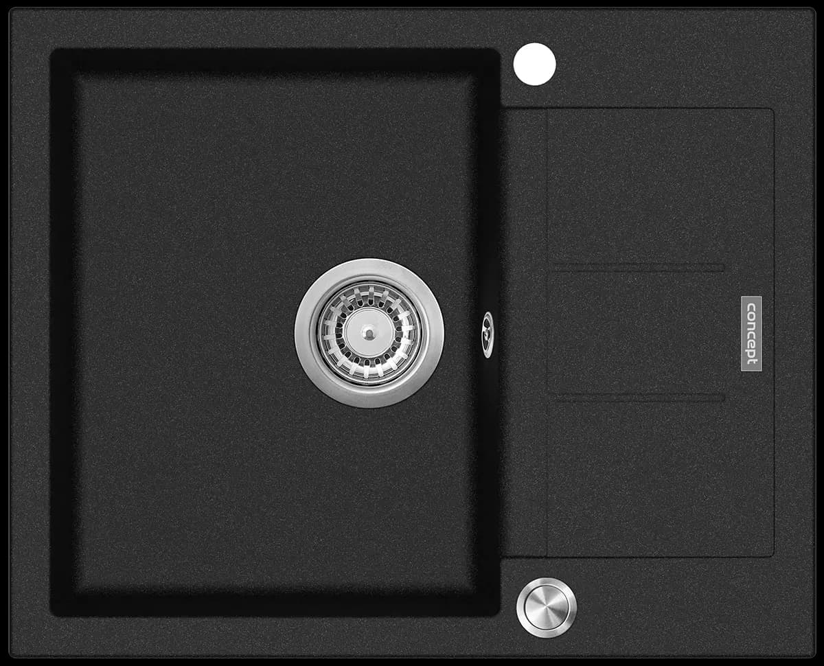 Concept Granitový dřez s odkapem DG05C45bc Cubis ČERNÝ - náhled 2