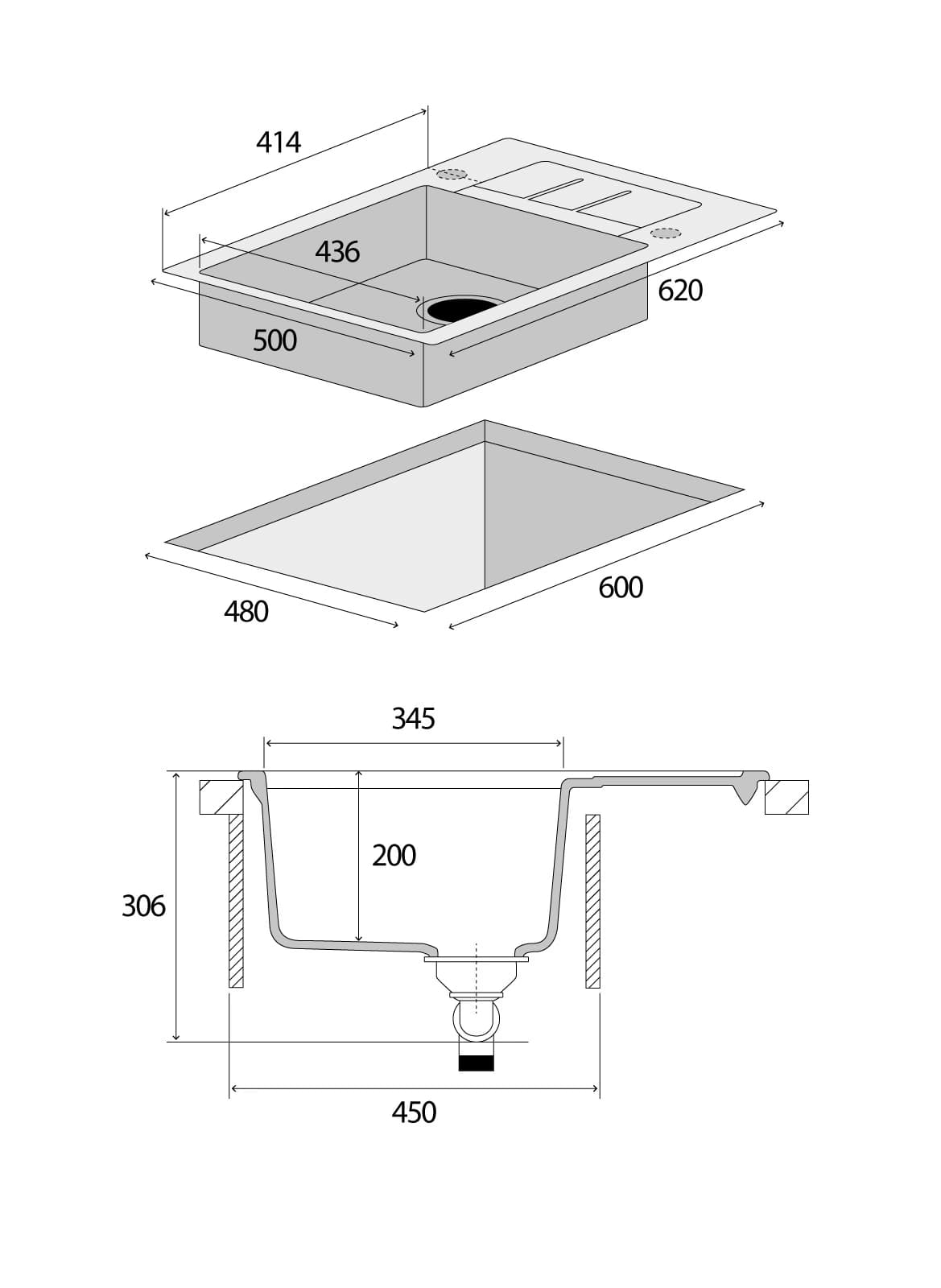 Concept Granitový dřez s odkapem DG05C45be Cubis BÉŽOVÝ - náhled 4