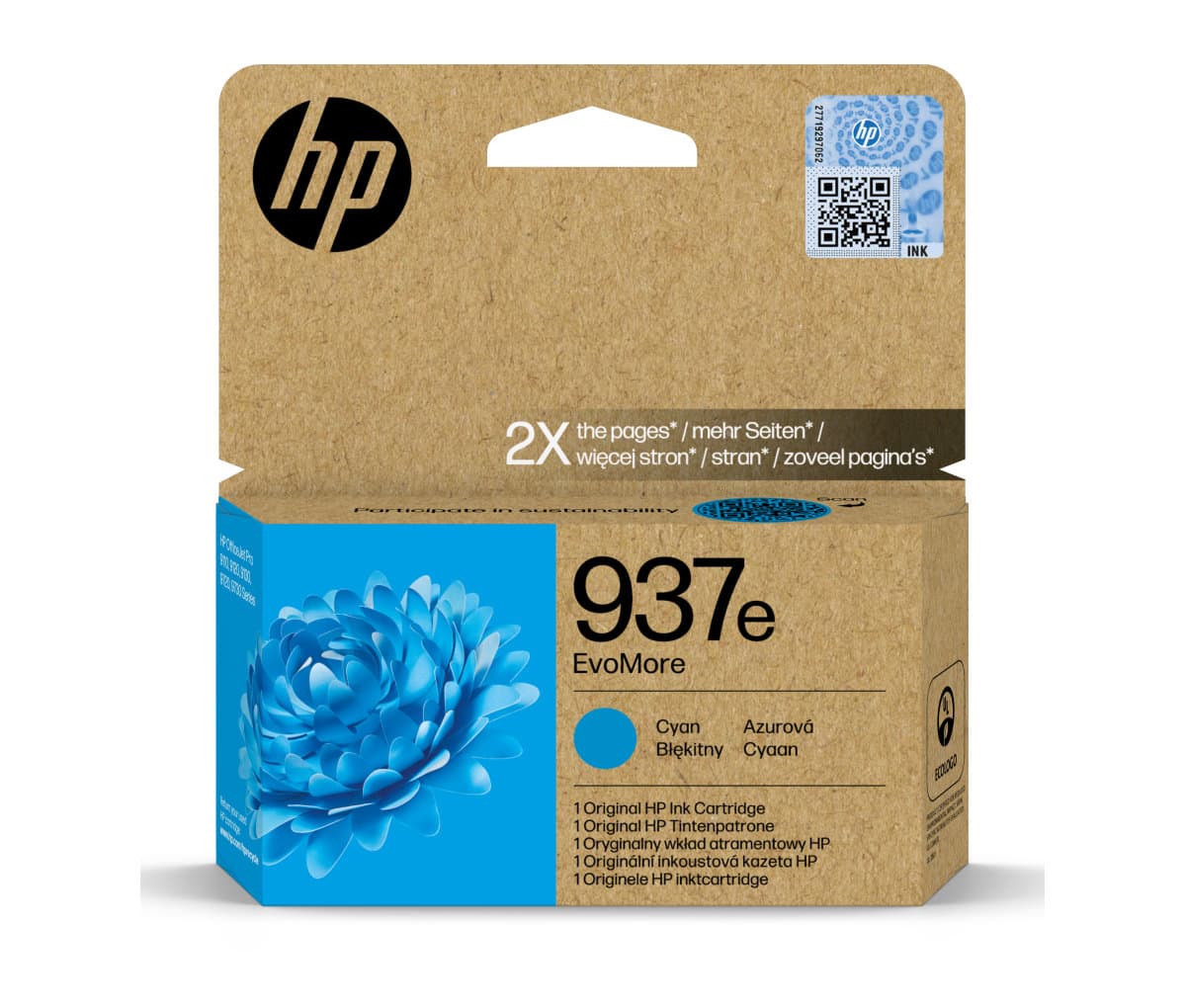 Inkoustová kazeta HP 937e EvoMore azurová (4S6W6NE#CE1)
