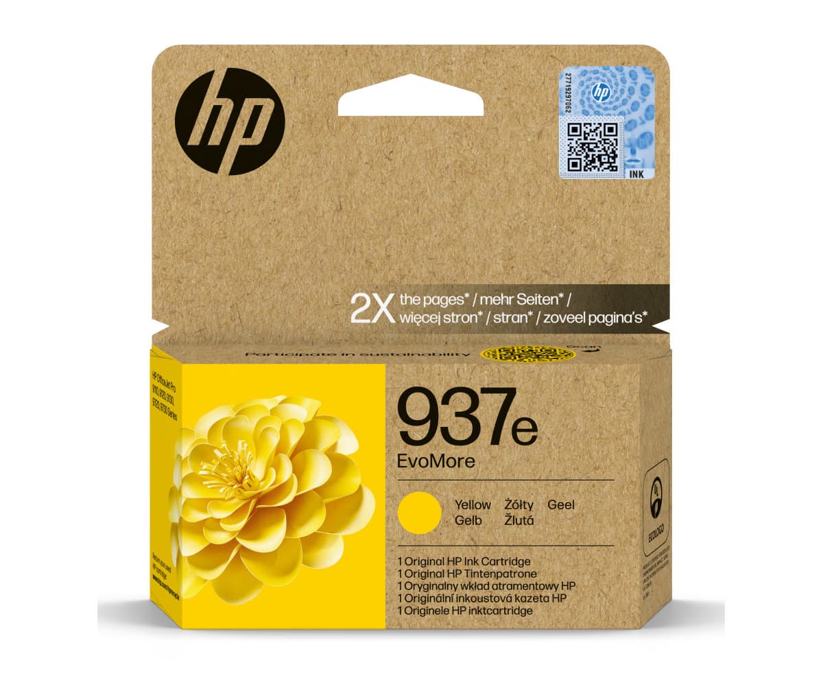 Inkoustová kazeta HP 937e EvoMore žlutá (4S6W8NE#CE1)