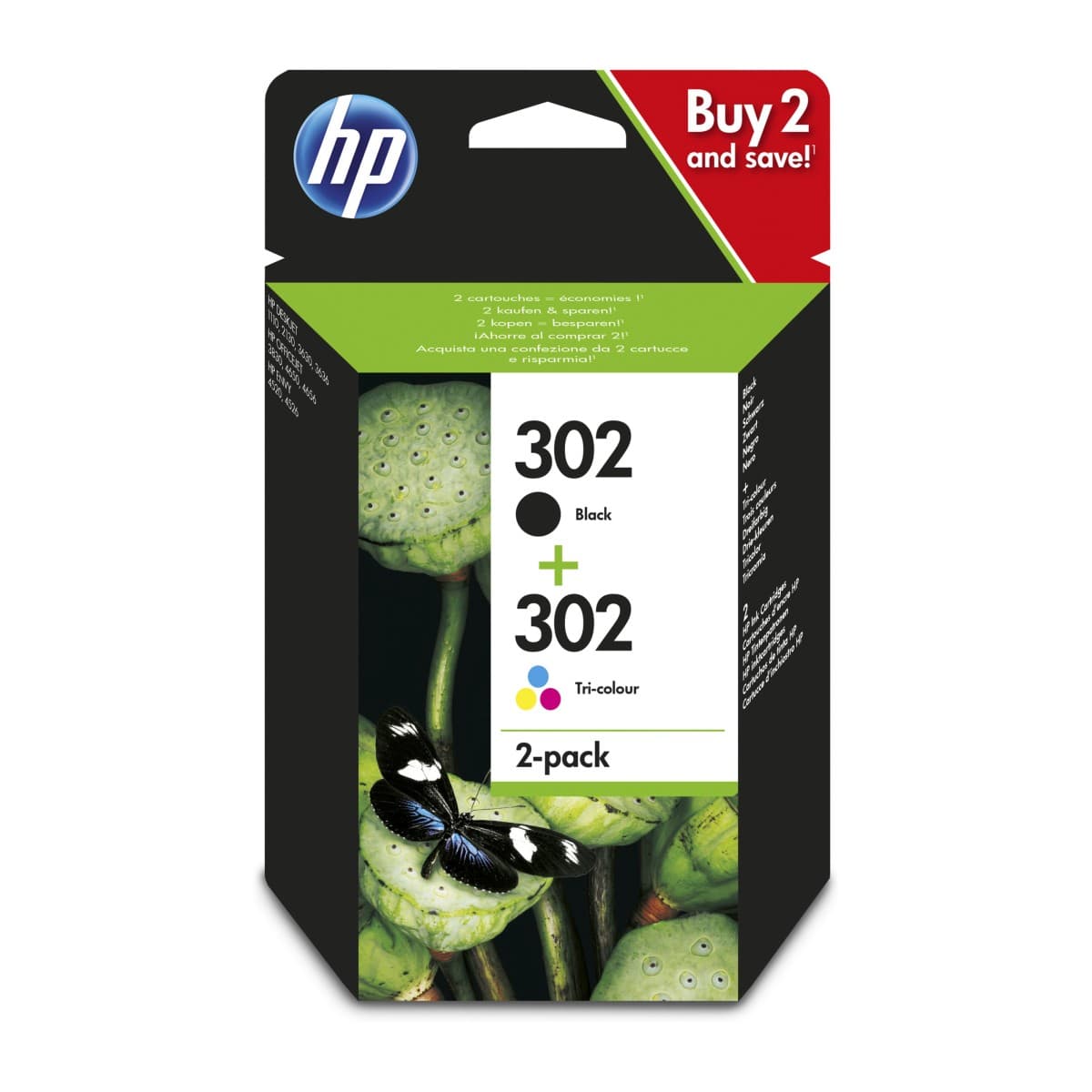 Inkoustová kazeta HP 302 dvojbalení černé a tříbarevné (X4D37AE#301)