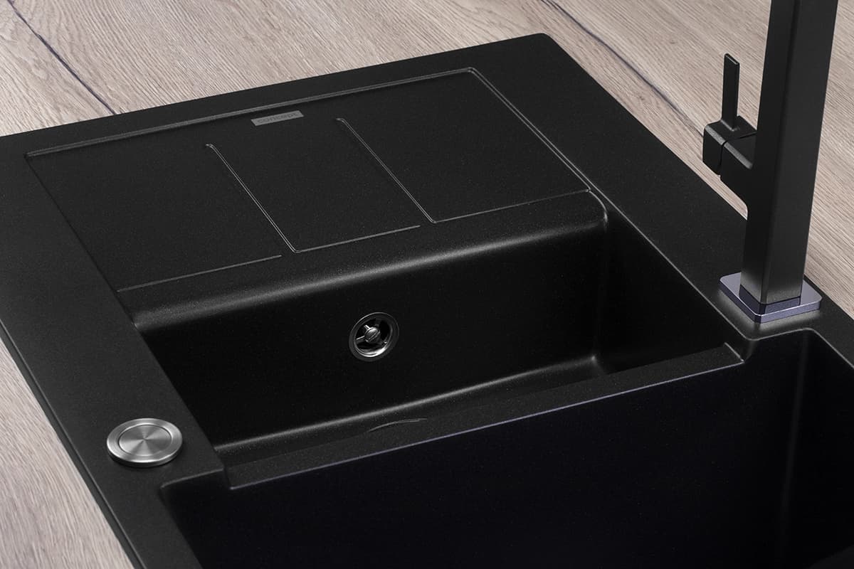 Concept Granitový dřez s vaničkou a odkapem DG205C60bc Cubis ČERNÝ - náhled 3